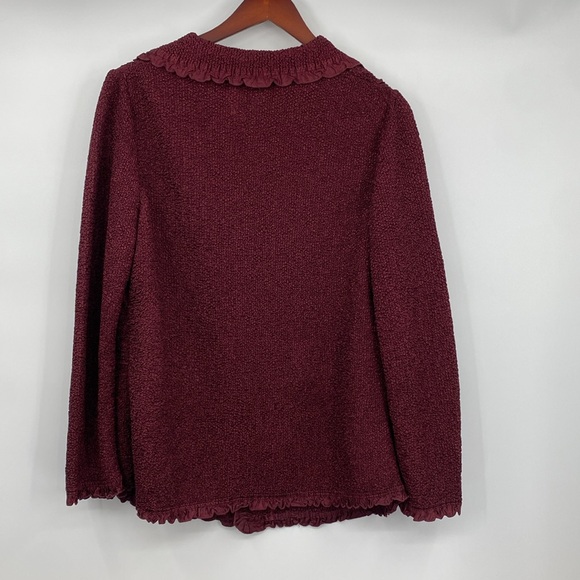 Toffee Apple Button Front Jacket Womens Sz XL Burgundy‎ Crinckle Ruffle Stretch - Picture 11 of 14